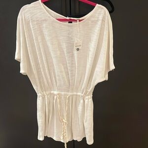 FREE PEOPLE romper creamy white color with a braided tie